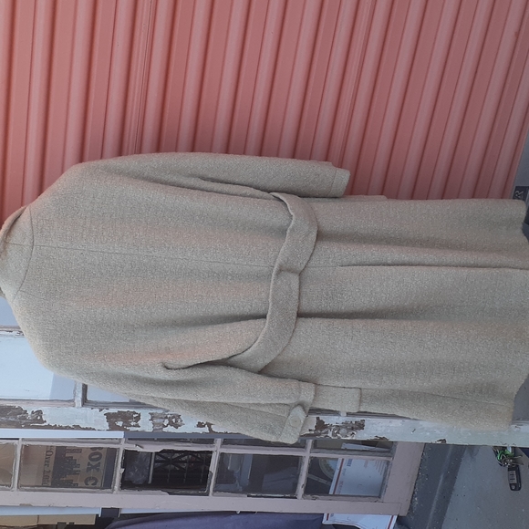 vtg Zelinka Matlik for I Magnin Tan Tweed Pea Coat, Duster Medium L - Picture 4 of 9
